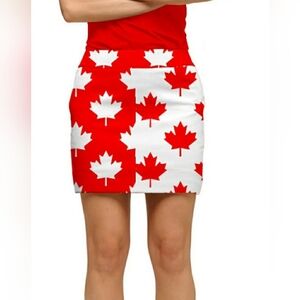 LOUDMOUTH | Women's Red/White Mid-Rise Canada Maple Leaf Golf Mini Skort